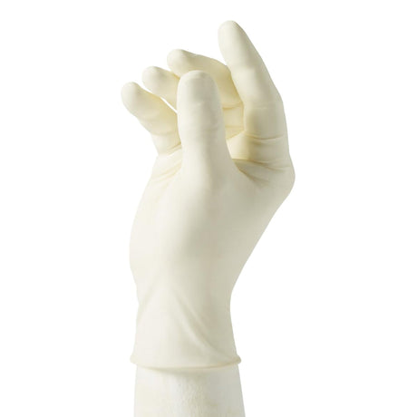 Exam Glove Curad® Medium NonSterile Latex Standard Cuff Length Fully Textured Beige Not Rated - BeHope