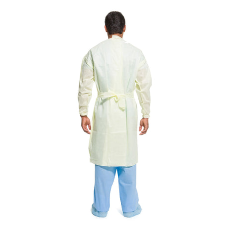 Protective Procedure Gown Halyard Tri-Layer Large Yellow NonSterile AAMI Level 2 Disposable - BeHope