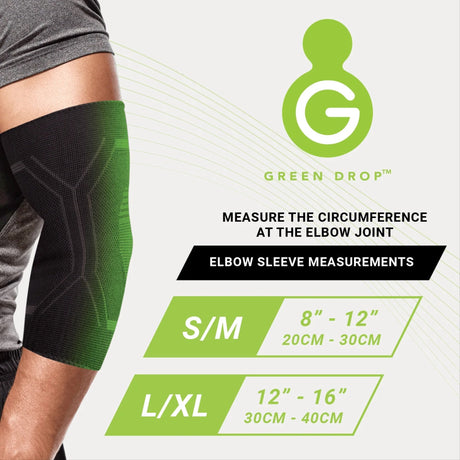 Elbow Support Green Drop Large / X-Large Pull-On Sleeve Left or Right Elbow 12 to 16 Inch Elbow Circumference Black