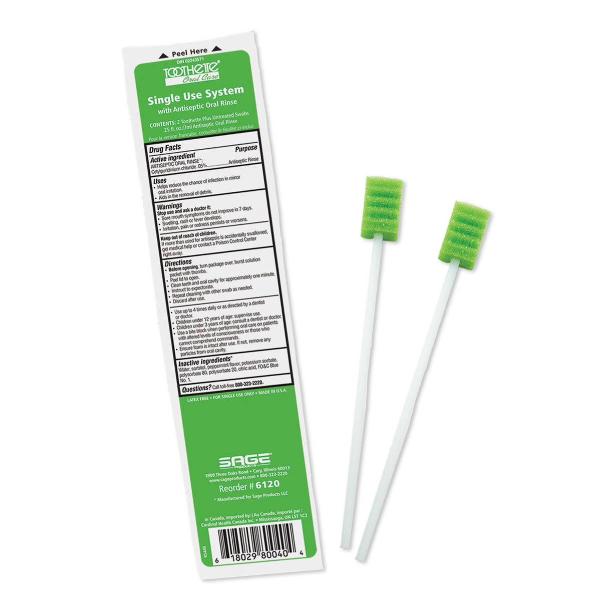 Oral Swab Toothette® Plus Mouthwash Foam Tip 2 per Pack - BeHope