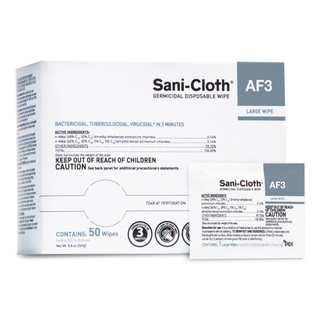 Surface Disinfectant Cleaner Sani-Cloth® AF3 Premoistened Germicidal Manual Pull Wipe 50 Count Individual Packet Unscented NonSterile - BeHope