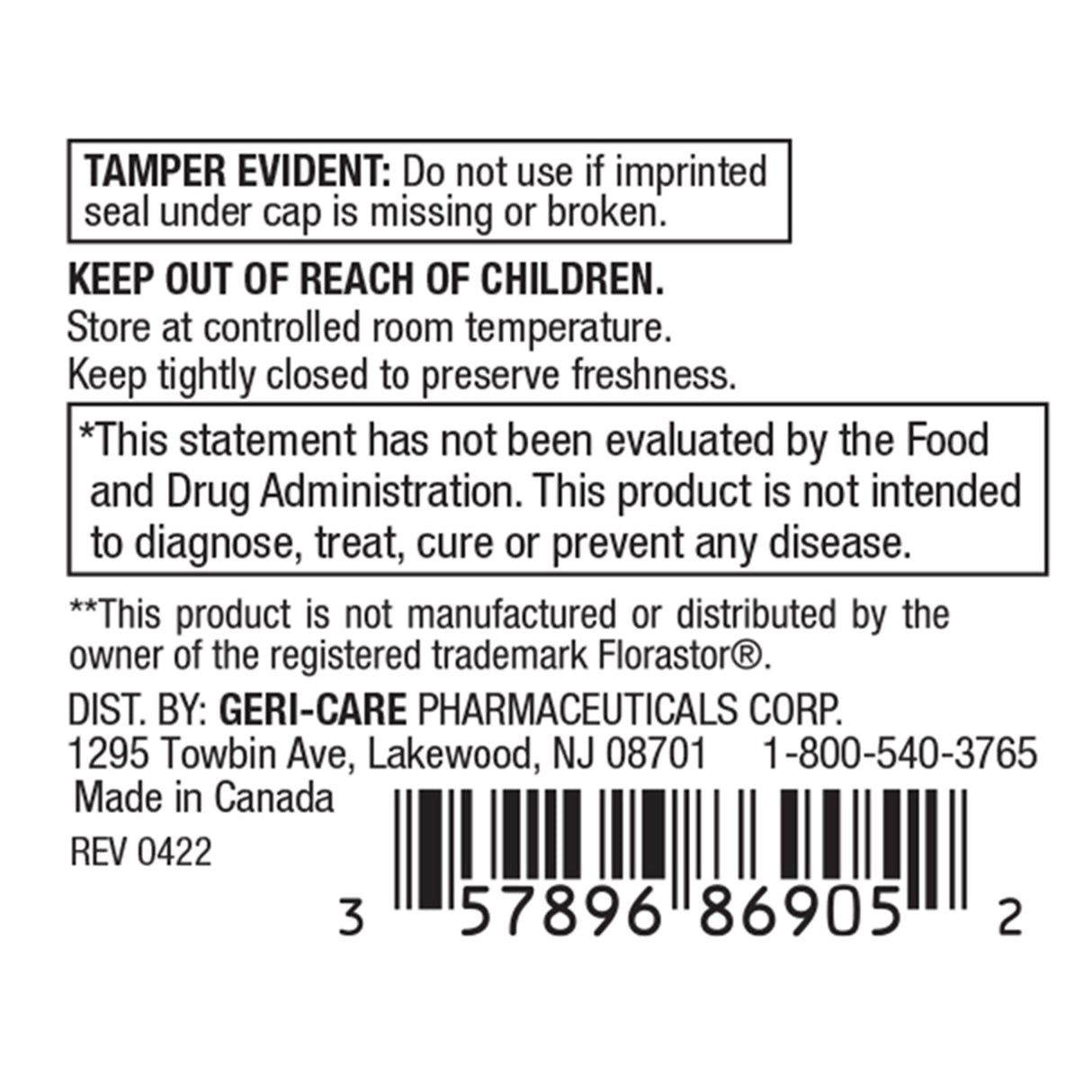 Probiotic Dietary Supplement Geri-Care® 50 per Bottle Capsule - BeHope