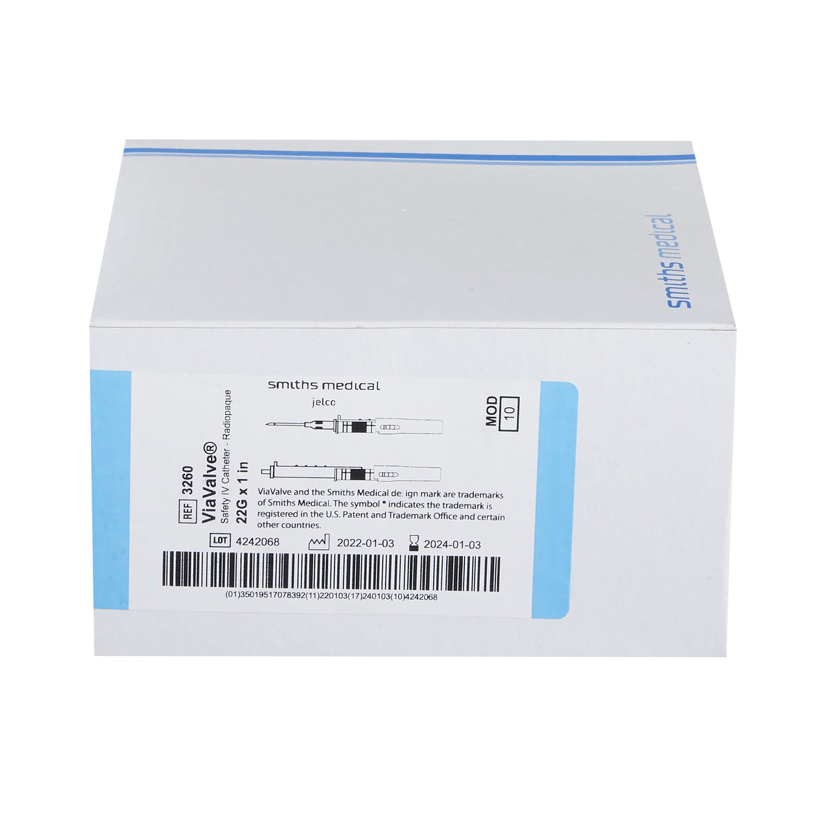 Viavalve Peripheral Iv Catheter Viavalve™ 22 Gauge 1 Inch Polyurethane Straight ...