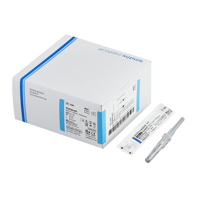 Peripheral IV Catheter Viavalve™ Blood Control Sliding Safety Ribbed Hub Polyurethane - BeHope