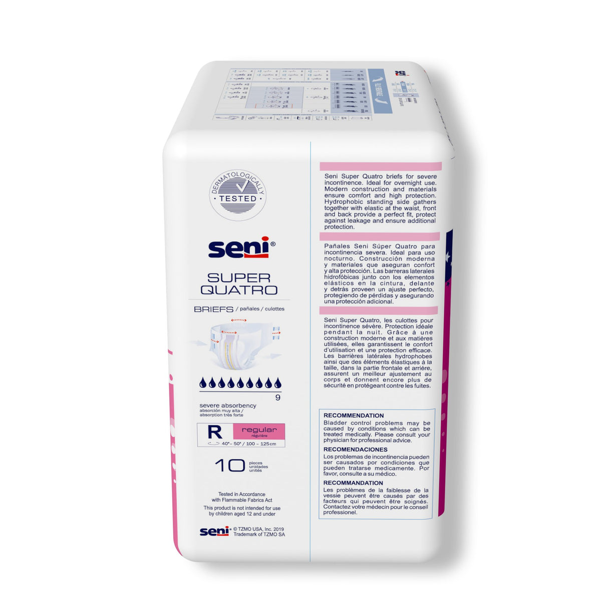 Unisex Adult Incontinence Brief Seni® Super Quatro Regular Disposable Heavy Absorbency - BeHope