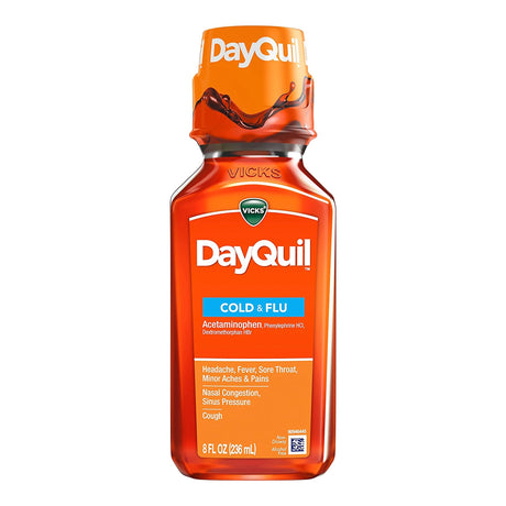 Cold and Cough Relief DayQuil® Cold & Flu 325 mg - 10 mg - 5 mg / 15 mL Strength Liquid 8 oz. - BeHope