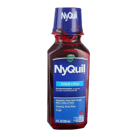 Cold and Cough Relief NyQuil® Cold & Flu 650 mg - 30 mg - 12.5 mg / 30 mL Strength Liquid 8 oz. - BeHope