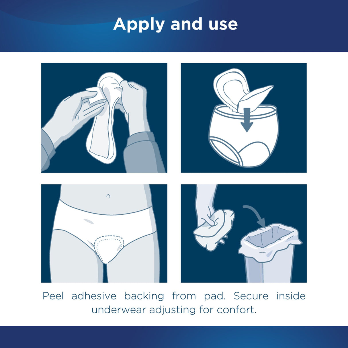 Bladder Control Pad Attends Discreet 15 Inch Length Moderate Absorbency Polymer Core One Size Fits Most