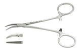 Hemostatic Forceps Padgett® Dandy 4-3/4 Inch Length OR / Surgical Grade German Stainless Steel NonSterile Locking Finger Ring Handle Curved to Side Cross Serrated Tips - BeHope