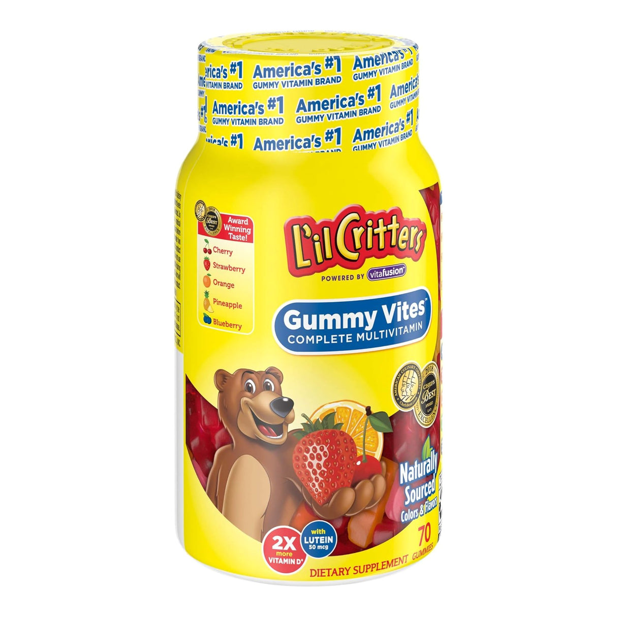 Multivitamin Supplement L'il Critters® Vitamin A / Ascorbic Acid / Vitamin D 2,100 IU - 400 IU - 20 mg Strength Gummy 70 per Bottle Assorted Fruit Flavor - BeHope