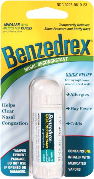 Nasal Decongestant Benzedrex® Inhaler for Allergy and Cold Relief - BeHope