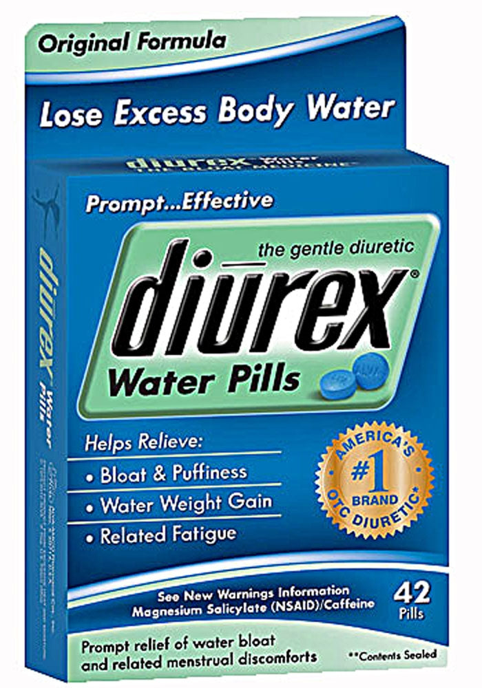 Pain Relief Diurex® Water Pill 162.5 mg - 50 mg Strength Magnesium Salicylate / Caffeine Tablet 42 per Box - BeHope