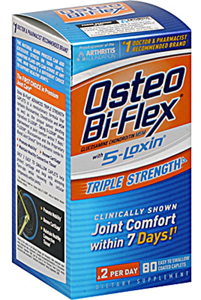 Joint Health Supplement Osteo-Bi-Flex® with 5 Loxin® Advanced Glucosamine 1,500 mg Strength Caplet 80 per Bottle - BeHope