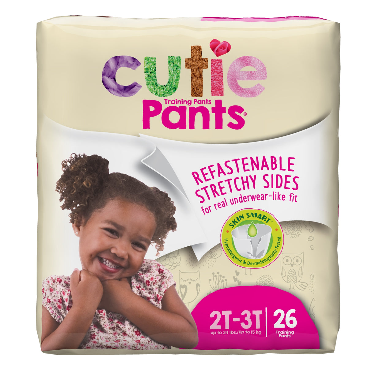 Female Toddler Training Pants Cutie Pants® Size 2T to 3T Disposable Heavy Absorbency - BeHope
