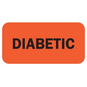 Pre-Printed Label Auxiliary Label Red Diabetic Black Safety and Instructional 1-1/2 X 3/4 Inch - BeHope
