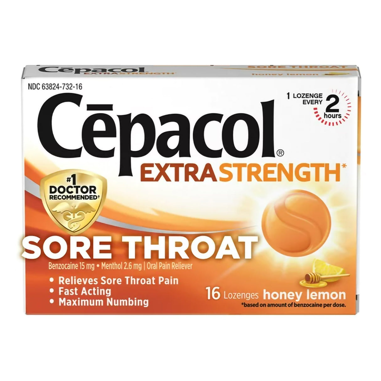 Sore Throat Relief Cepacol® Extra Strength 15 mg - 2.6 mg Strength Lozenge 16 per Box - BeHope