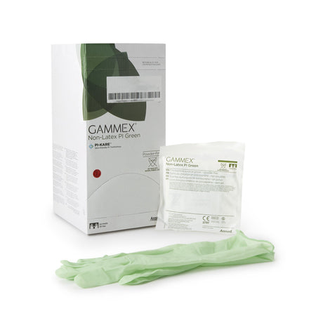 Surgical Glove GAMMEX® Non-Latex PI Green Size 8 Sterile Polyisoprene Standard Cuff Length Micro-Textured Light Green Chemo Tested - BeHope