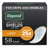 Bladder Control Pad Depend® Shields for Men 5 X 7-1/2 Inch Light Absorbency Sodium Polyacrylate Core One Size Fits Most - BeHope