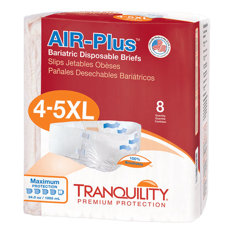 Unisex Adult Incontinence Brief Tranquility® AIR-Plus™ Bariatric 4 to 5X-Large Disposable Heavy Absorbency - BeHope
