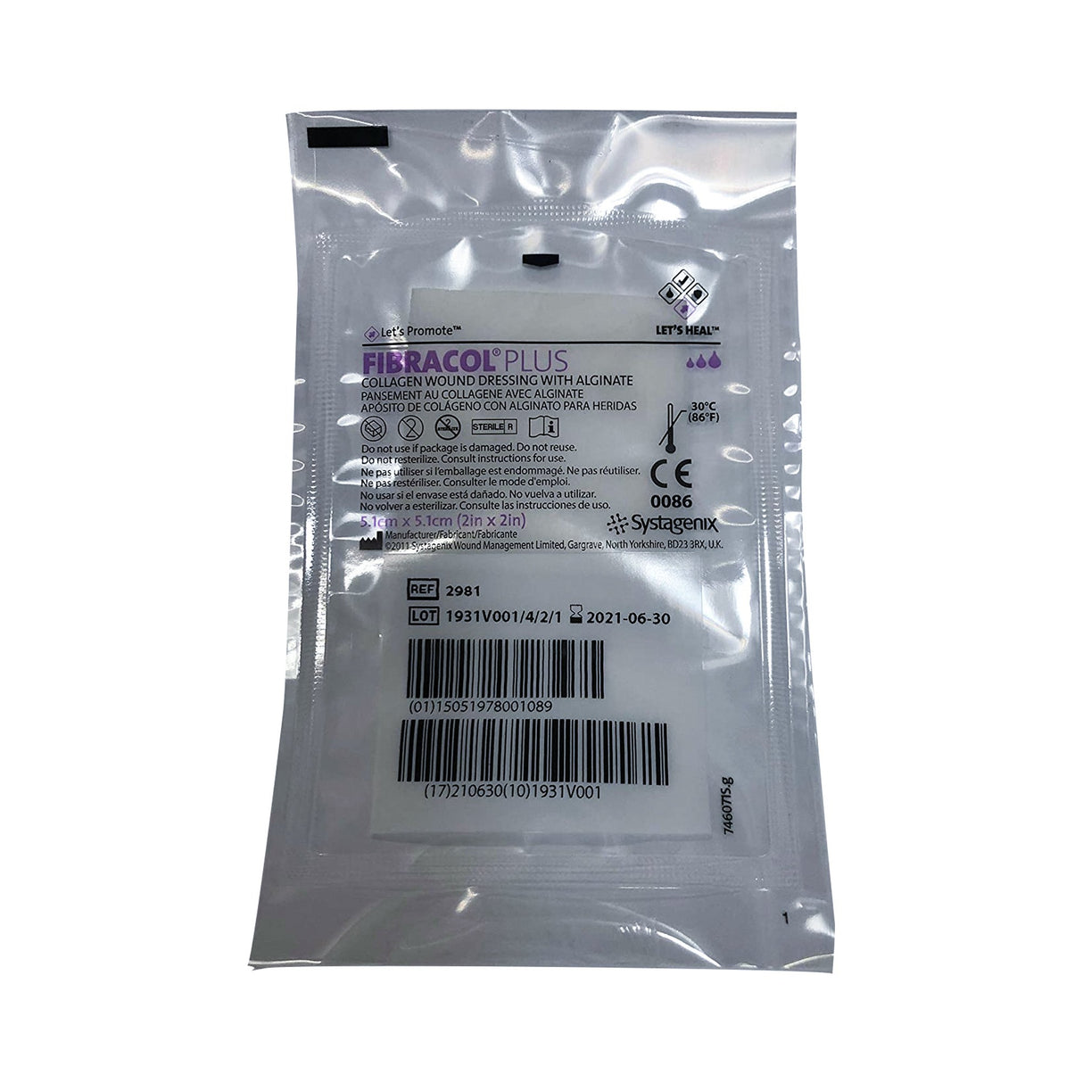 Collagen Dressing Fibracol Plus 2 X 2 Inch Square Sterile