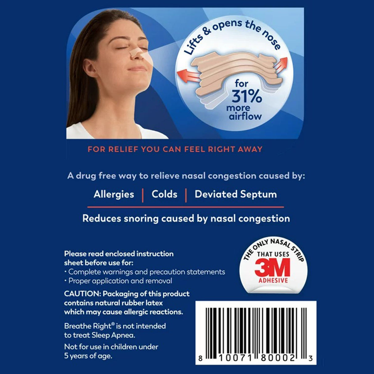 Allergy Relief Breathe Right® Extra Strength Nasal Strip 26 per Box - BeHope