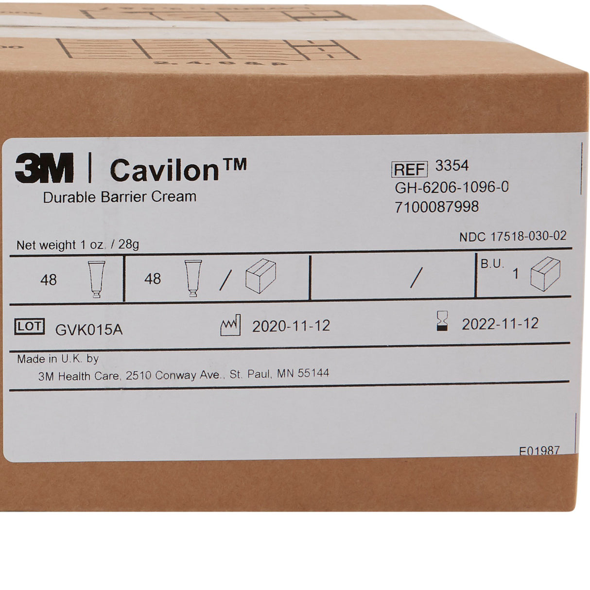 Skin Protectant 3M™ Cavilon™ 1 oz. Tube Unscented Cream CHG Compatible - BeHope