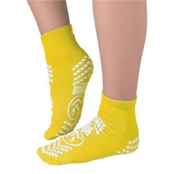 Slipper Socks Pillow Paws® Risk Alert® Terries™ Unisex Adult 2x-large All Around Tread Single Patient Use Yellow - Behope