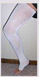 Compression Stocking EdemaWear® Thigh High Large White Open Toe - BeHope