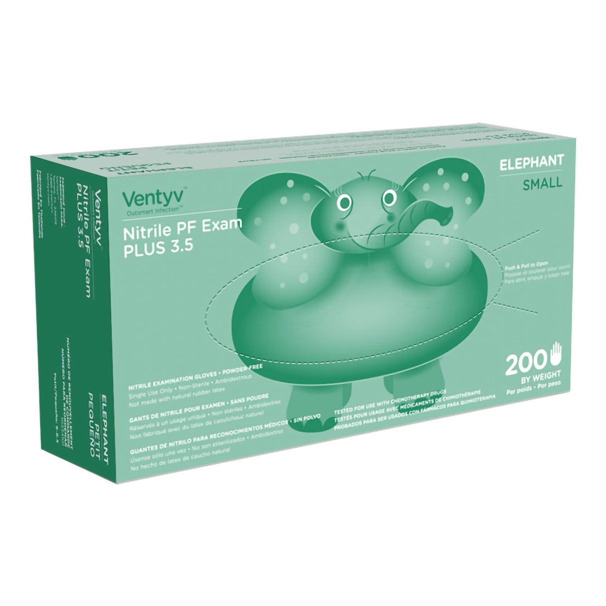 Exam Glove Ventyv® Plus 3.5 ELEPHANT Small NonSterile Nitrile Standard Cuff Length Textured Fingertips Violet Chemo Tested - BeHope
