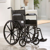 Wheelchair McKesson Dual Axle Full Length Arm Swing-Away Footrest Black Upholstery 18 Inch Seat Width Adult 300 lbs. Weight Capacity - BeHope