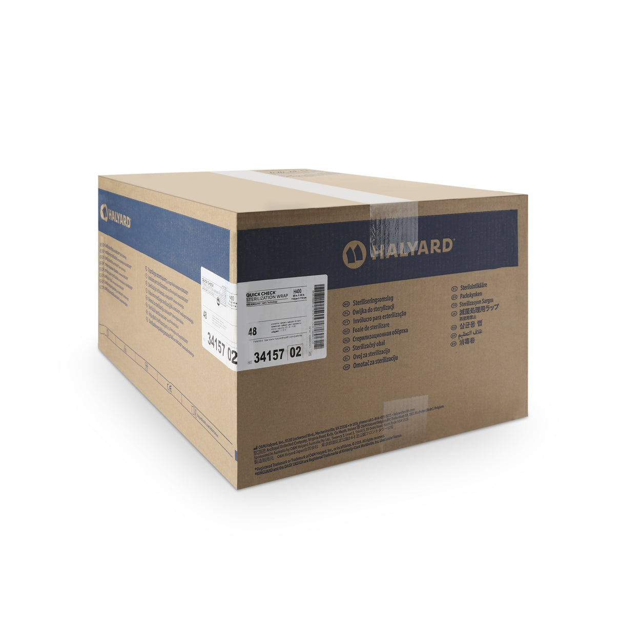 QUICK CHECK* H400 Sterilization Wrap White / Blue 45 X 45 Inch Dual Layer SMS Polypropylene Steam / EO Gas / Hydrogen Peroxide - BeHope