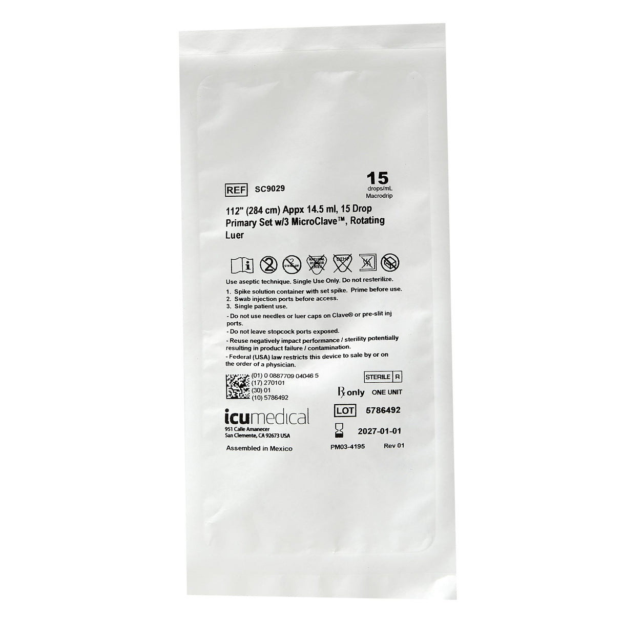Primary IV Administration Set Bravo 24® Gravity System for Fluid Administration - BeHope