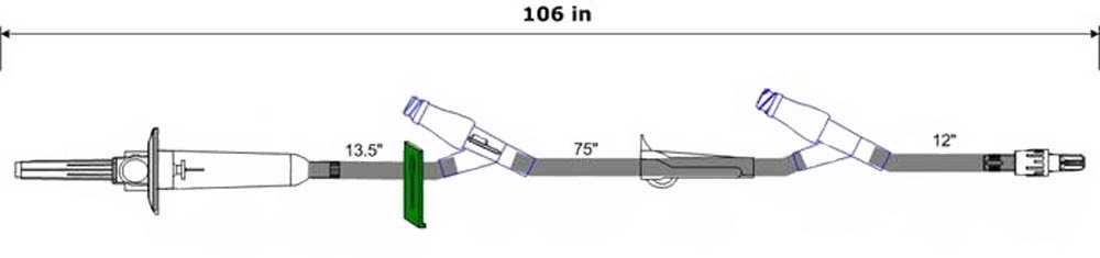 Primary IV Administration Set Bravo 24® Gravity 2 Ports 60 Drops / mL Drip Rate Without Filter 106 Inch Tubing Solution - BeHope