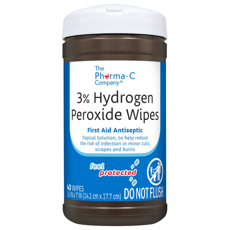 Antiseptic Skin Wipe Hydrogen Peroxide The Pharma-C Company® Towelette Canister - BeHope