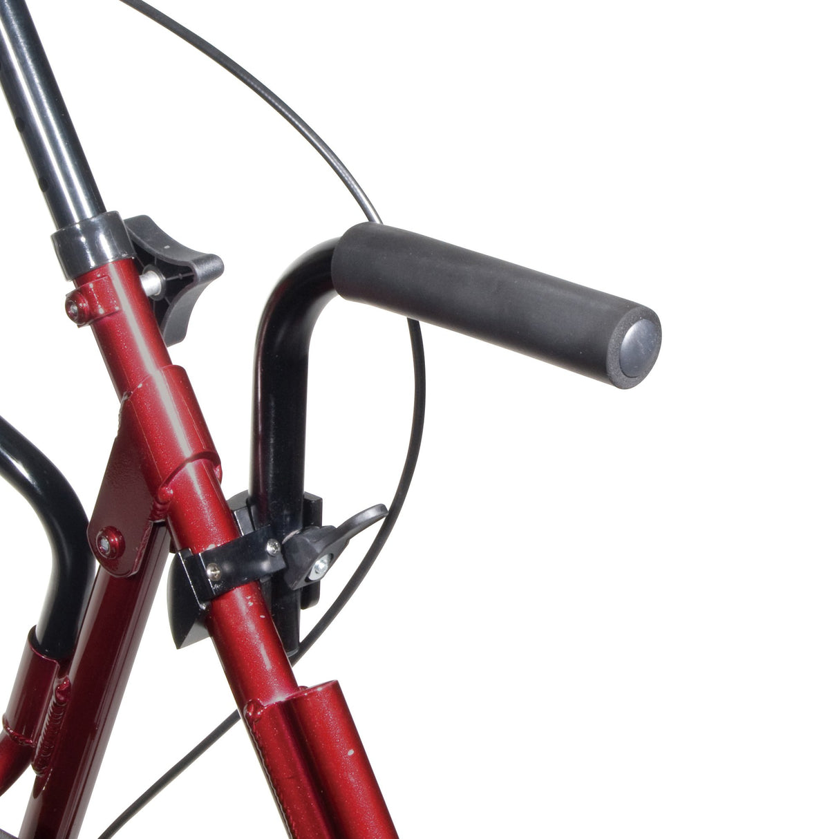 4 Wheel Rollator / Transport Chair drive™ Duet Burgundy Adjustable Height / Transport / Folding Aluminum Frame - BeHope