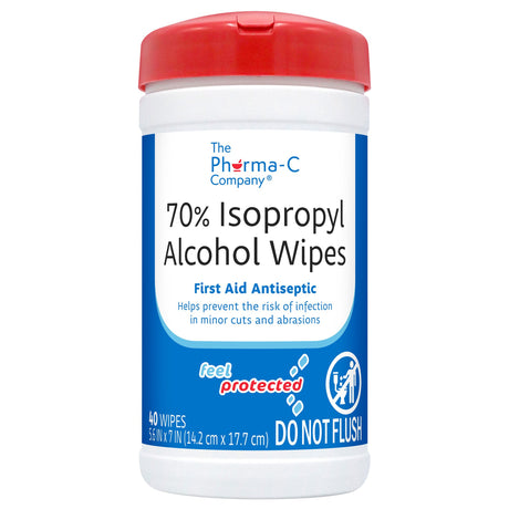 Antiseptic Skin Wipes 70% Isopropyl Alcohol The Pharma-c Company® Canister - BeHope