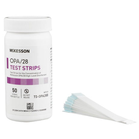 OPA Concentration Indicator McKesson OPA/28 Pad 50 Test Strips Bottle Single Use - BeHope