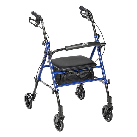 4 Wheel Rollator drive™ Blue Adjustable Height / Folding Aluminum Frame - BeHope