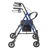 4 Wheel Rollator drive™ Blue Adjustable Height / Folding Aluminum Frame - BeHope