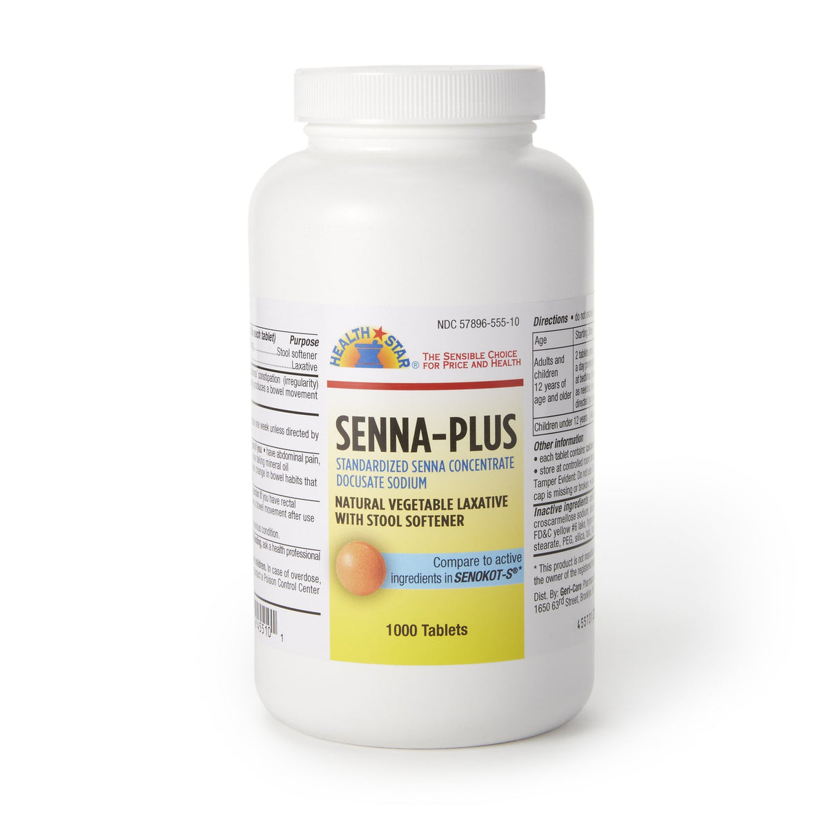 Stool Softener Laxative Health Star® Senna Plus Docusate Sodium Sennosides Tablets - BeHope