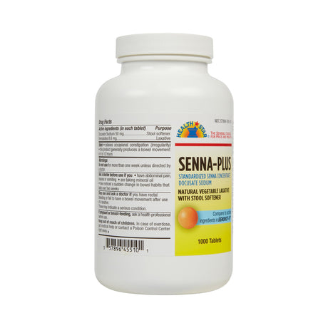 Stool Softener Laxative Health Star® Senna Plus Docusate Sodium Sennosides Tablets - BeHope