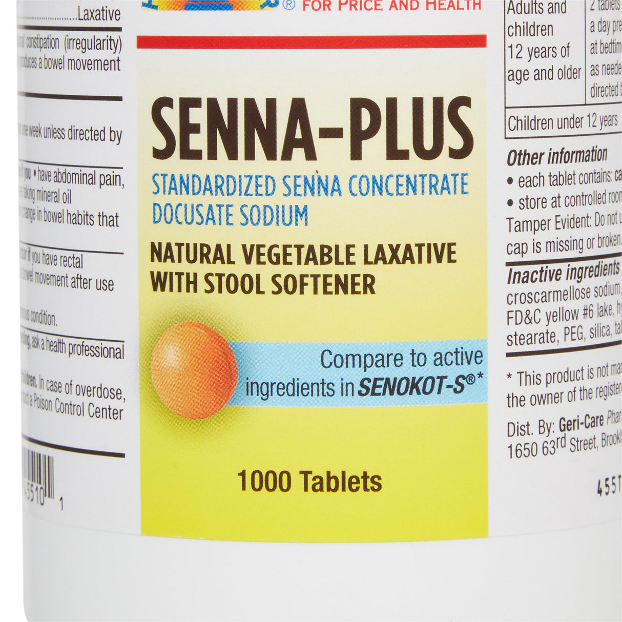 Stool Softener Laxative Health Star® Senna Plus Docusate Sodium Sennosides Tablets - BeHope