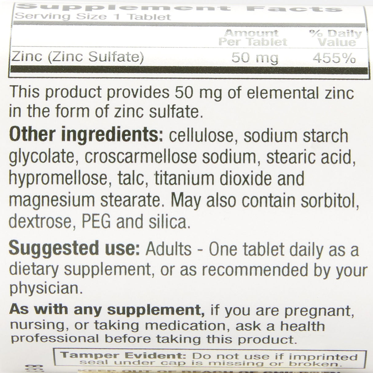 Mineral Supplement Geri-Care® Zinc Sulfate 50 mg Strength Tablet 60 per Bottle - BeHope