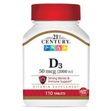 Vitamin Supplement 21st Century® Vitamin D 2,000 IU Strength Tablet 110 per Bottle - BeHope