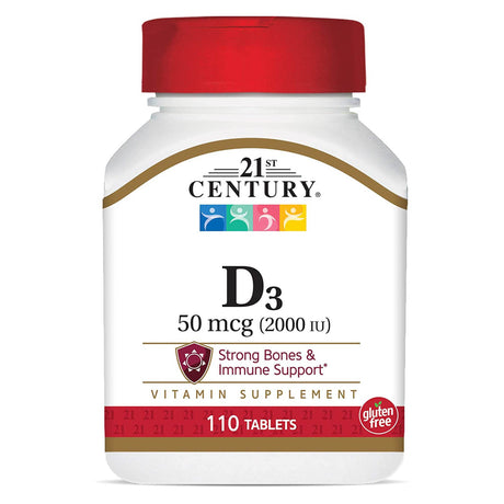 Vitamin Supplement 21st Century® Vitamin D 2,000 IU Strength Tablet 110 per Bottle - BeHope