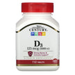 Vitamin Supplement 21st Century® Vitamin D / Calcium 5,000 IU Strength Tablet 110 per Bottle - BeHope