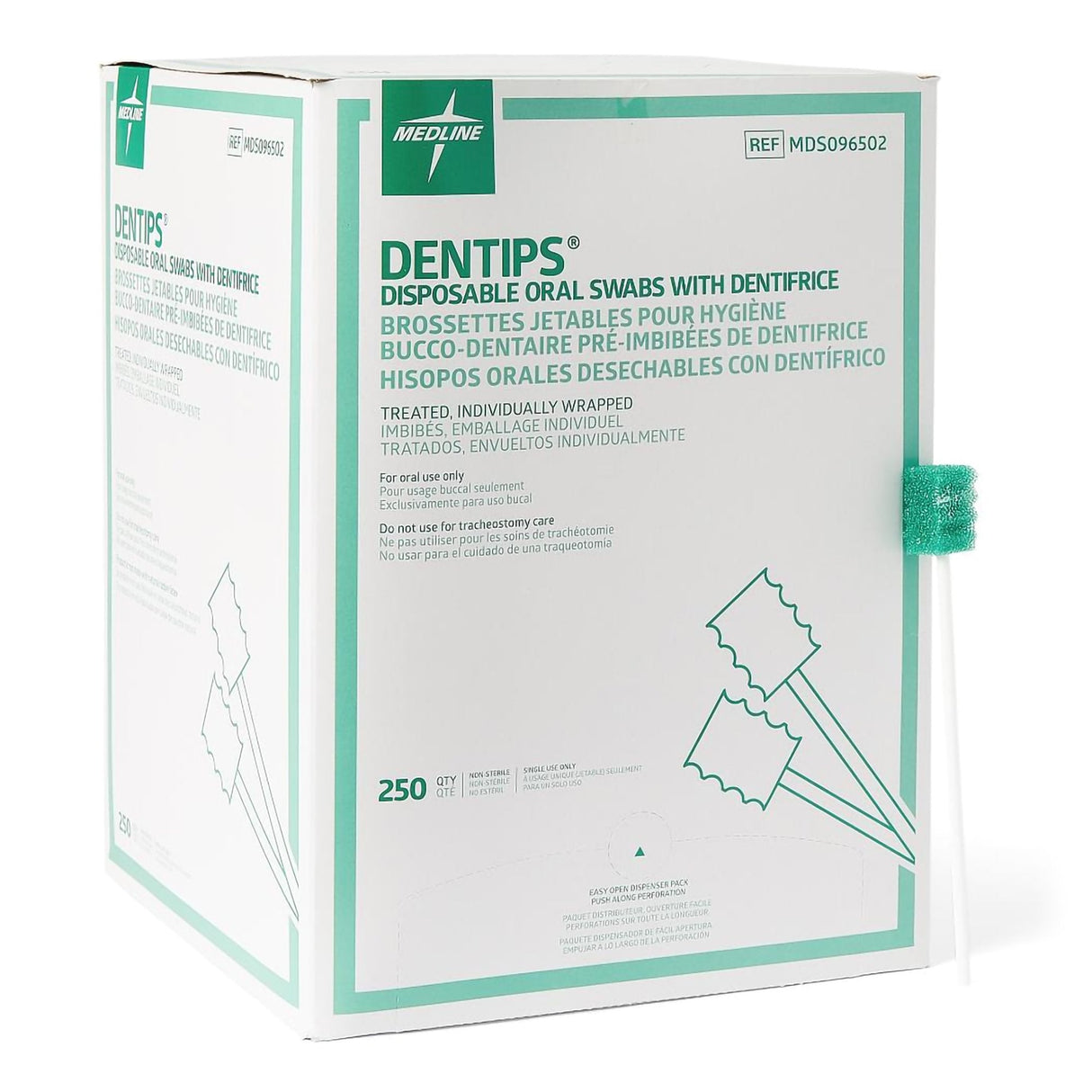 Oral Swab Dentips® Dentifrice Foam Tip 1 Per Pack