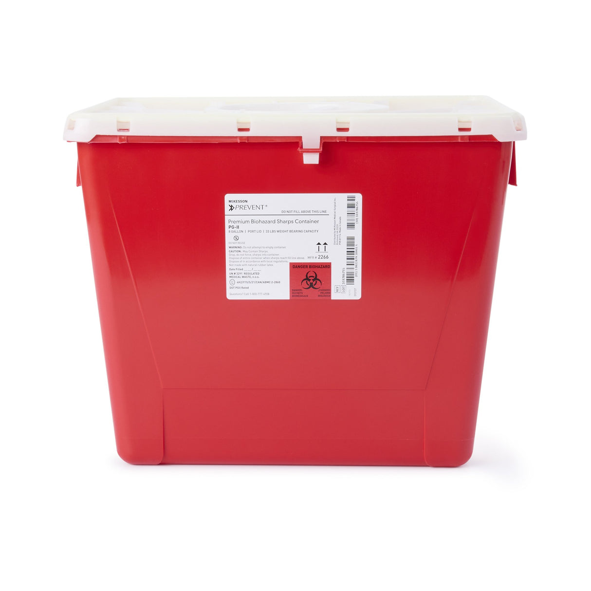 Sharps Container McKesson Prevent® Premium Biohazard Vertical Entry Red Lid - BeHope