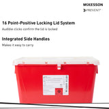 Sharps Container McKesson Prevent® Premium Biohazard Vertical Entry Red Lid - BeHope