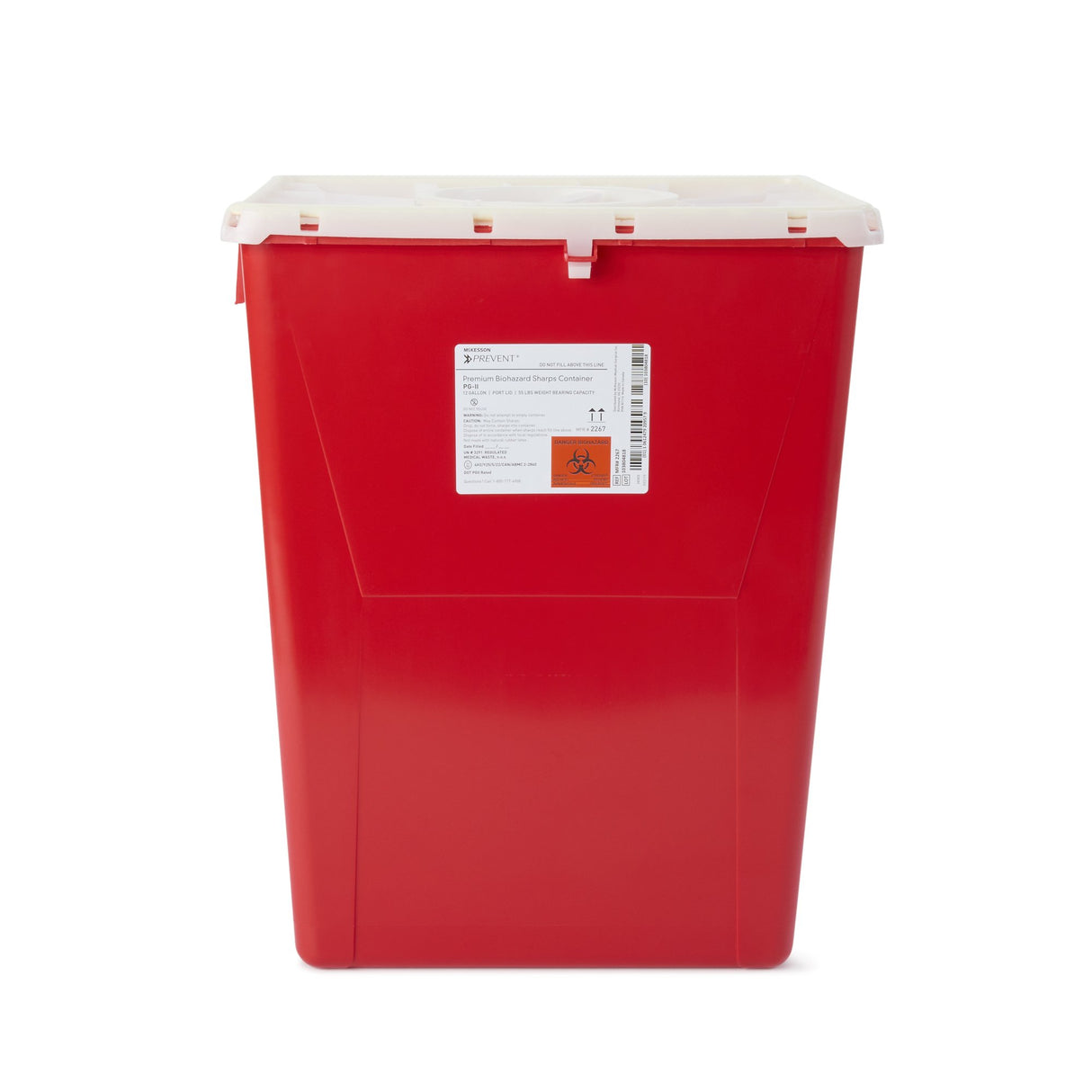 Sharps Container McKesson Prevent® Premium Biohazard Vertical Entry Red Lid - BeHope
